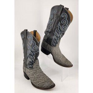 Tony Lama Gray Elephant Print Cowboy Boots Made In Texas USA Size 10 D 8501